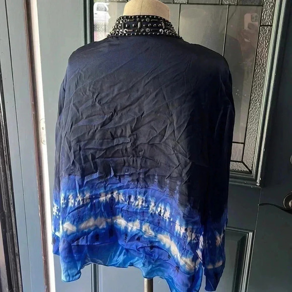 Chico’s black lable beaded silk open cardigan top size 3 - Picture 5 of 7